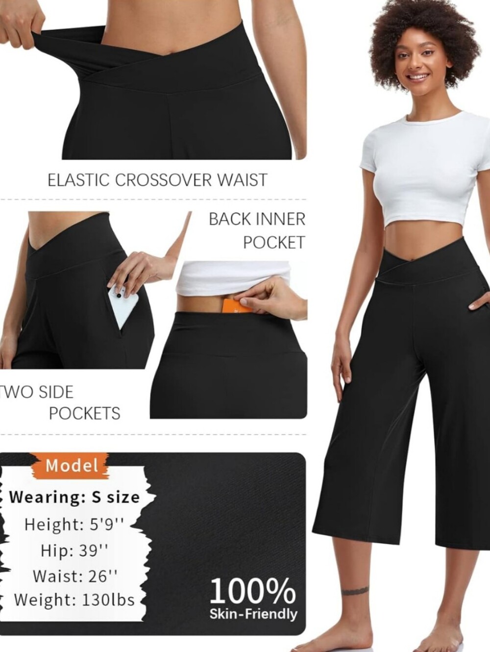 🐈‍⬛🖤🐈‍⬛ Dreamy Comfy Onyx Jet Black Capri Leisure Yoga Pants - M - Picture 5 of 16